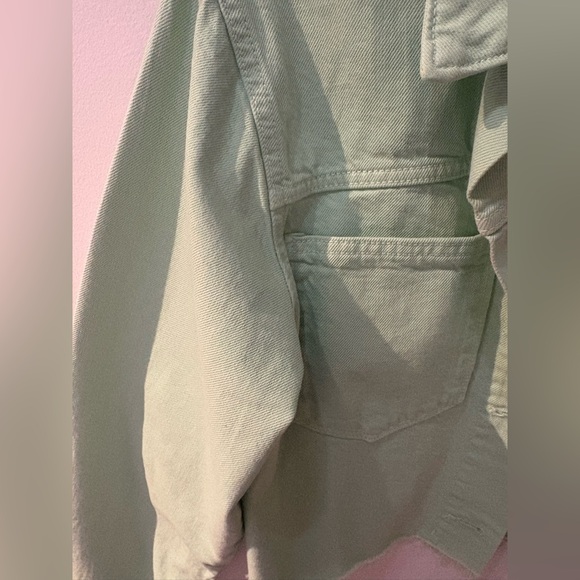Zara Mint Green Cropped Jean Jacket - Picture 3 of 6